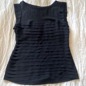 Black silk semi sheer tiered silk BCBG list